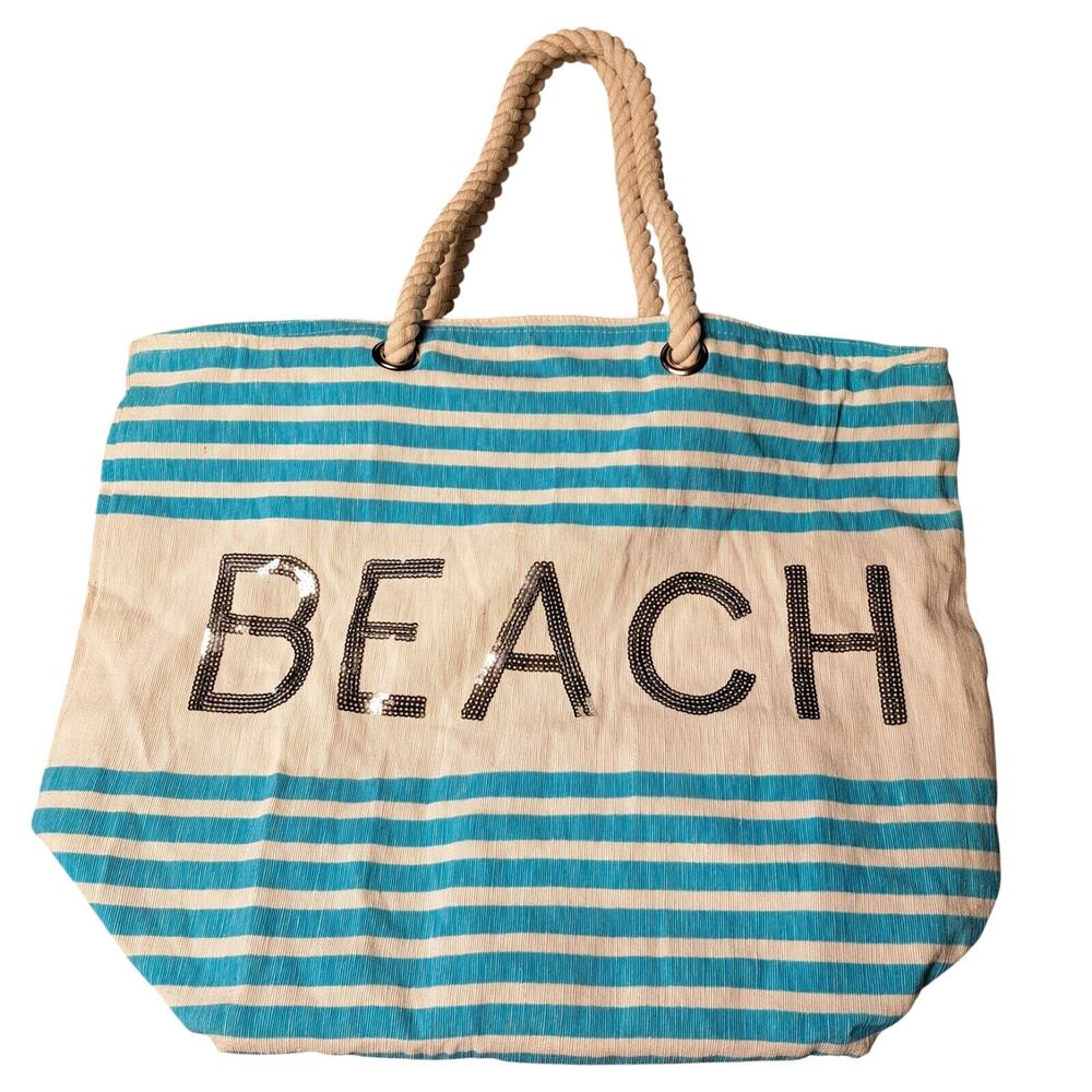 Mabelle Tote Canvas Beach Bag 20X16" travel cruise pool nautical vacation roomy